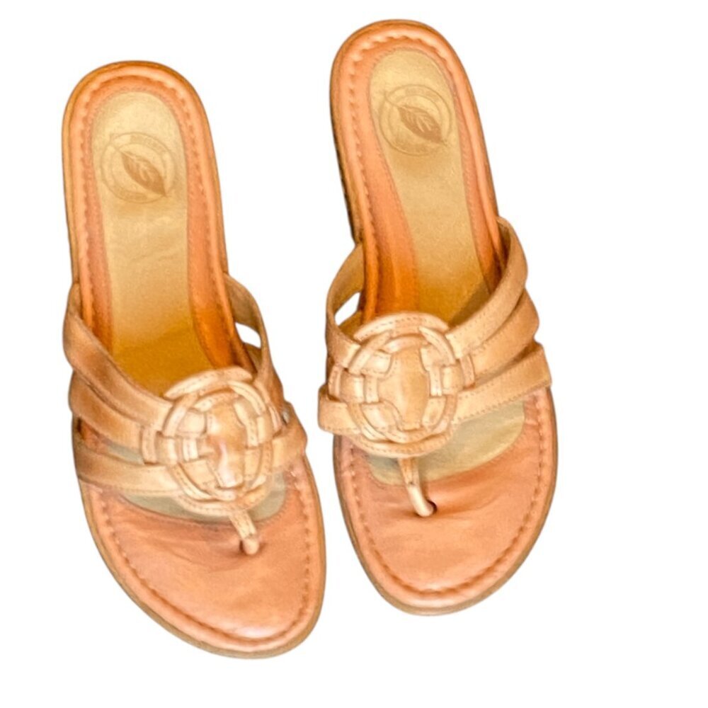 Nurture Woven Leather Cushioned‎ Thong Sandals 7M Peach/Nude  275A